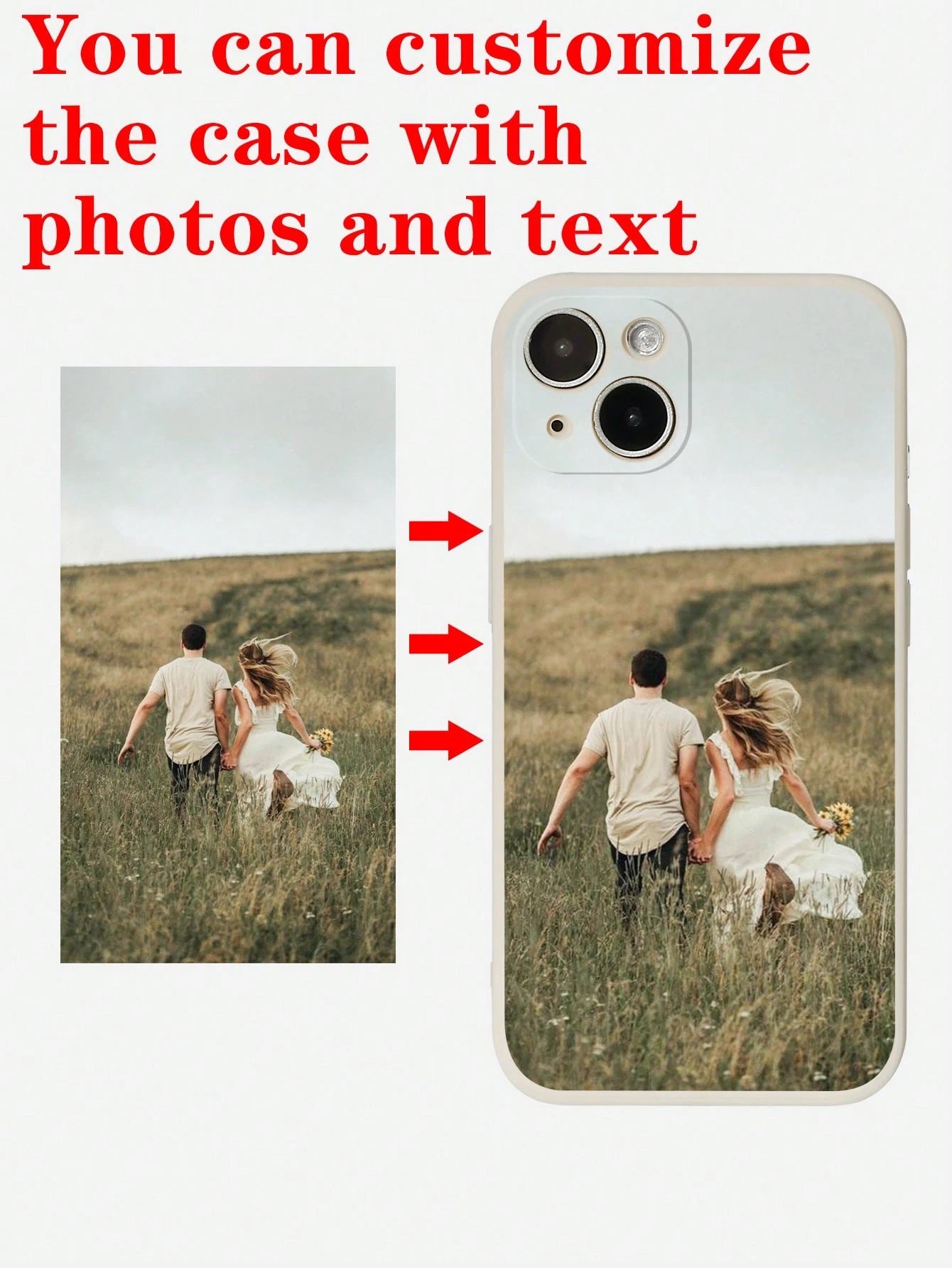 Black DIY Phone Shockproof Case 1pc Personalized Soft Phone Case Customized With Life, Family, Scenery, Wedding Photos, Matching Phone Cases, Gifts For Friends, Mother's Day, Wedding Gift, Anniversary