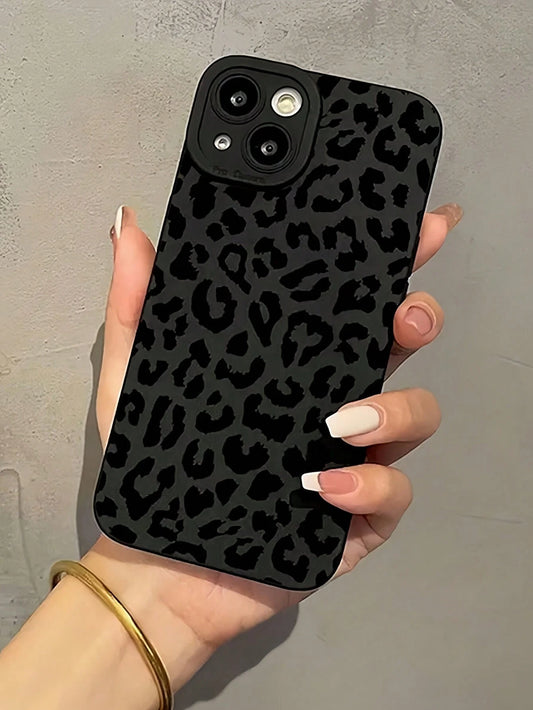 Black Fashion Leopard Print Pattern Cheetah, Leopard Print 1pc Cheetah Pattern Full Coverage Protective Phone Case Compatible With IPhone 15 Pro Max/15 Pro/15/14/13/12/11, Compatible With IPhone 13 Pr