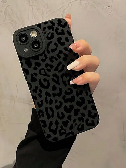 Black Fashion Leopard Print Pattern Cheetah, Leopard Print 1pc Cheetah Pattern Full Coverage Protective Phone Case Compatible With IPhone 15 Pro Max/15 Pro/15/14/13/12/11, Compatible With IPhone 13 Pr