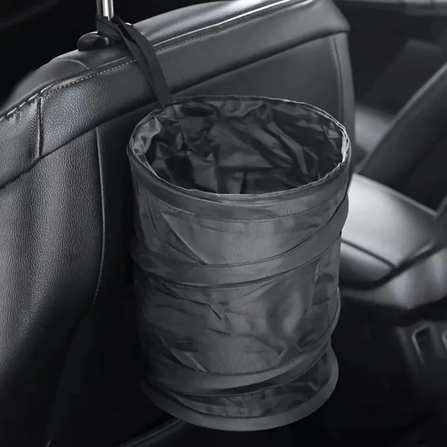 Black Folding Trash Can With Trash Bags, Portable Nylon Garbage Bin With Hanging Strap For Outdoor Camping, Picnics, And Road Trips, Versatile Storage Organizer, Trash Bag Holder, Or Car Garbage Can