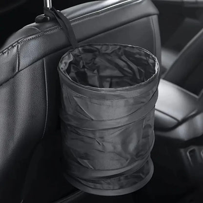 Black Folding Trash Can With Trash Bags, Portable Nylon Garbage Bin With Hanging Strap For Outdoor Camping, Picnics, And Road Trips, Versatile Storage Organizer, Trash Bag Holder, Or Car Garbage Can