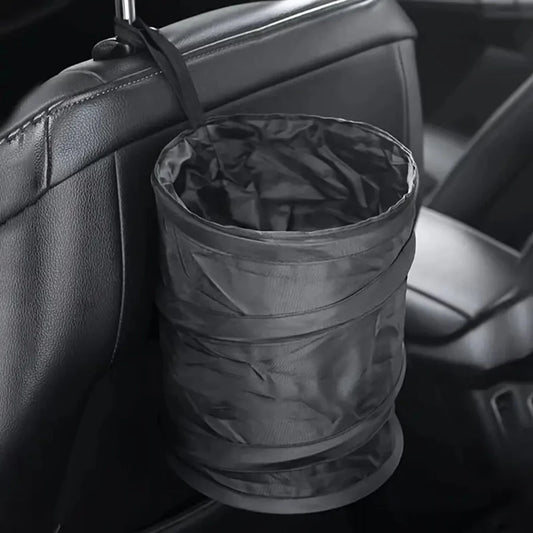 Black Folding Trash Can With Trash Bags, Portable Nylon Garbage Bin With Hanging Strap For Outdoor Camping, Picnics, And Road Trips, Versatile Storage Organizer, Trash Bag Holder, Or Car Garbage Can