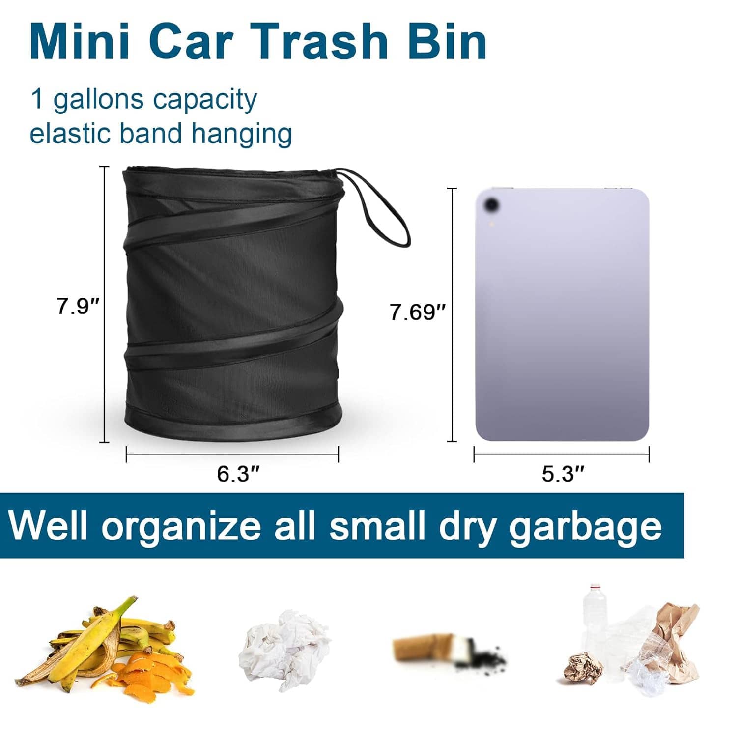 Black Folding Trash Can With Trash Bags, Portable Nylon Garbage Bin With Hanging Strap For Outdoor Camping, Picnics, And Road Trips, Versatile Storage Organizer, Trash Bag Holder, Or Car Garbage Can
