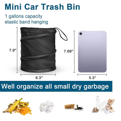 Black Folding Trash Can With Trash Bags, Portable Nylon Garbage Bin With Hanging Strap For Outdoor Camping, Picnics, And Road Trips, Versatile Storage Organizer, Trash Bag Holder, Or Car Garbage Can