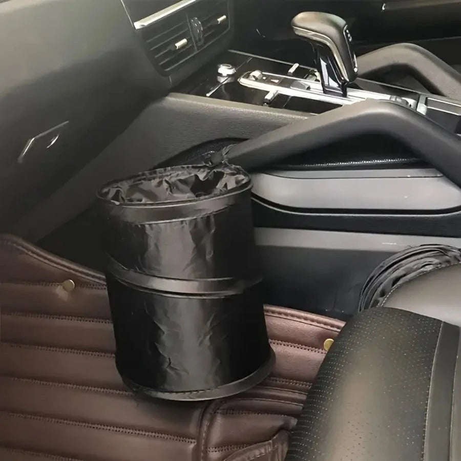 Black Folding Trash Can With Trash Bags, Portable Nylon Garbage Bin With Hanging Strap For Outdoor Camping, Picnics, And Road Trips, Versatile Storage Organizer, Trash Bag Holder, Or Car Garbage Can