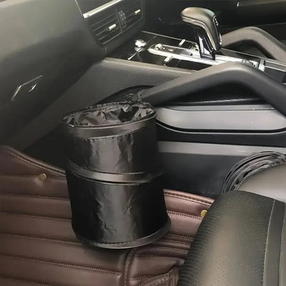 Black Folding Trash Can With Trash Bags, Portable Nylon Garbage Bin With Hanging Strap For Outdoor Camping, Picnics, And Road Trips, Versatile Storage Organizer, Trash Bag Holder, Or Car Garbage Can