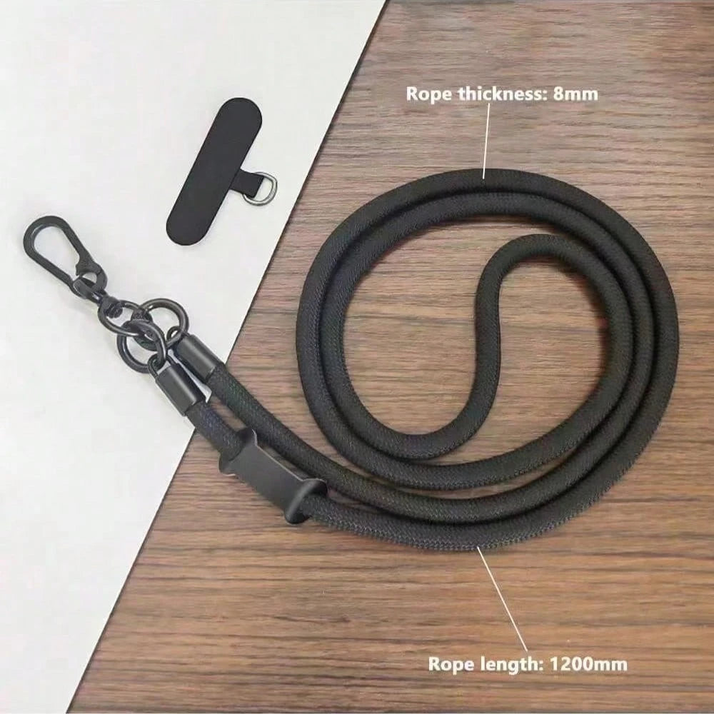 Black Lanyard Patch 1pc Nylon Phone Lanyard, Sturdy Outdoor Crossbody Strap, High-End Accessory For Camera Or Phone Spring Gift