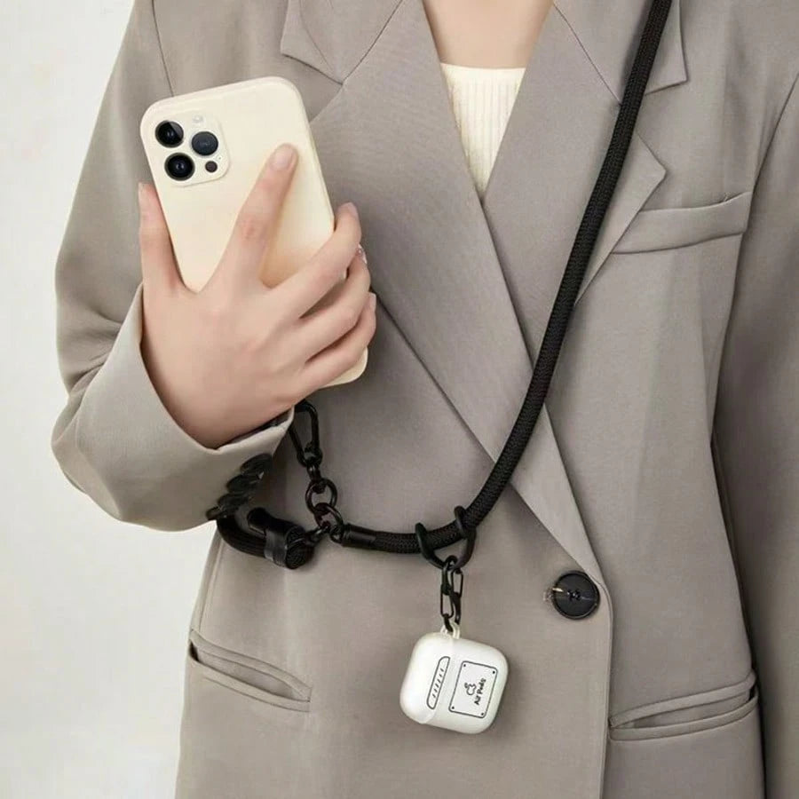 Black Lanyard Patch 1pc Nylon Phone Lanyard, Sturdy Outdoor Crossbody Strap, High-End Accessory For Camera Or Phone Spring Gift