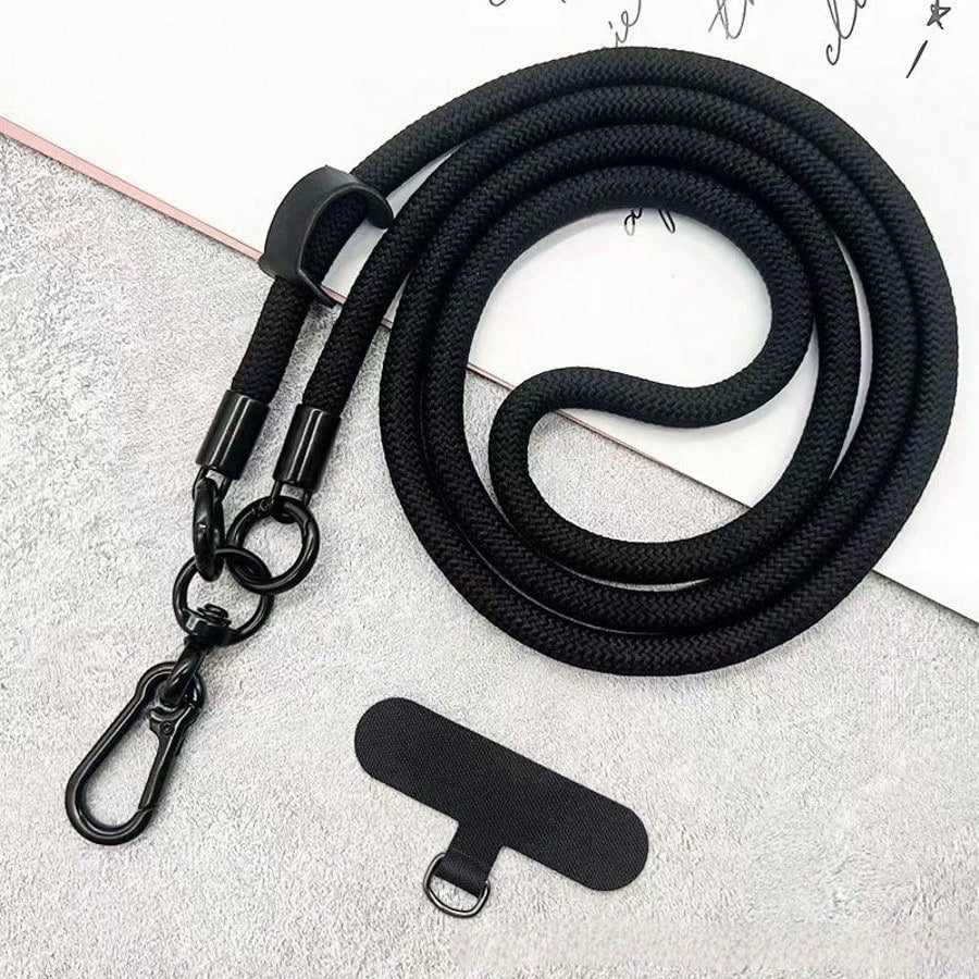 Black Lanyard Patch 1pc Nylon Phone Lanyard, Sturdy Outdoor Crossbody Strap, High-End Accessory For Camera Or Phone Spring Gift