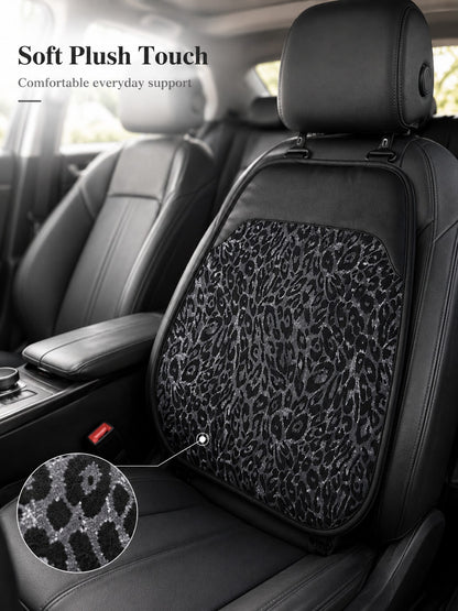 Black Leopard Print Car Seat Covers Full Set, Leopard Animal Print Breathable Car Seat Covers For Front And Rear Seats, Universal All-Season SUV Sedan Truck Van Seat Protector, Luxury Fashion Car Inte