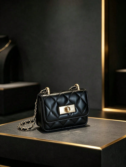 Black Rhombus Chain Bag Women's New High-End Small Square Bag Fashion Shoulder Crossbody Bag Versatile Underarm Bag Suitable For Shopping, Wallet, Shopping, Young Women, College Students, Newcomers, W