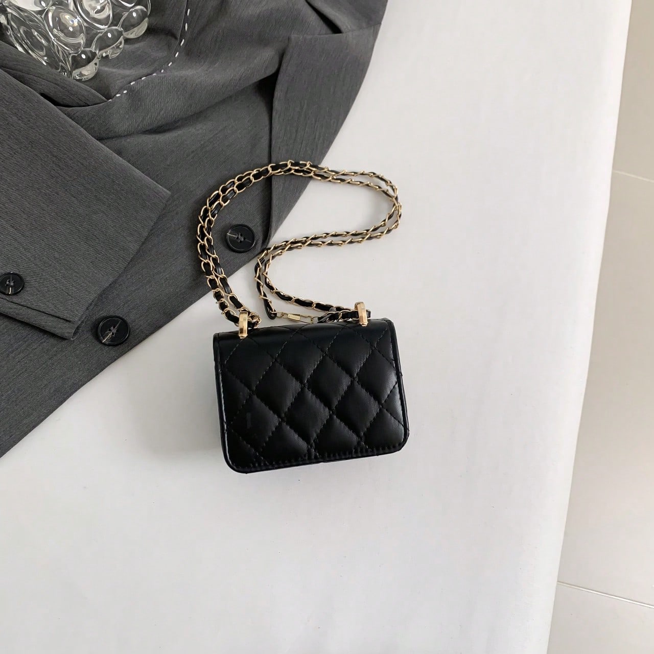 Black Rhombus Chain Bag Women's New High-End Small Square Bag Fashion Shoulder Crossbody Bag Versatile Underarm Bag Suitable For Shopping, Wallet, Shopping, Young Women, College Students, Newcomers, W