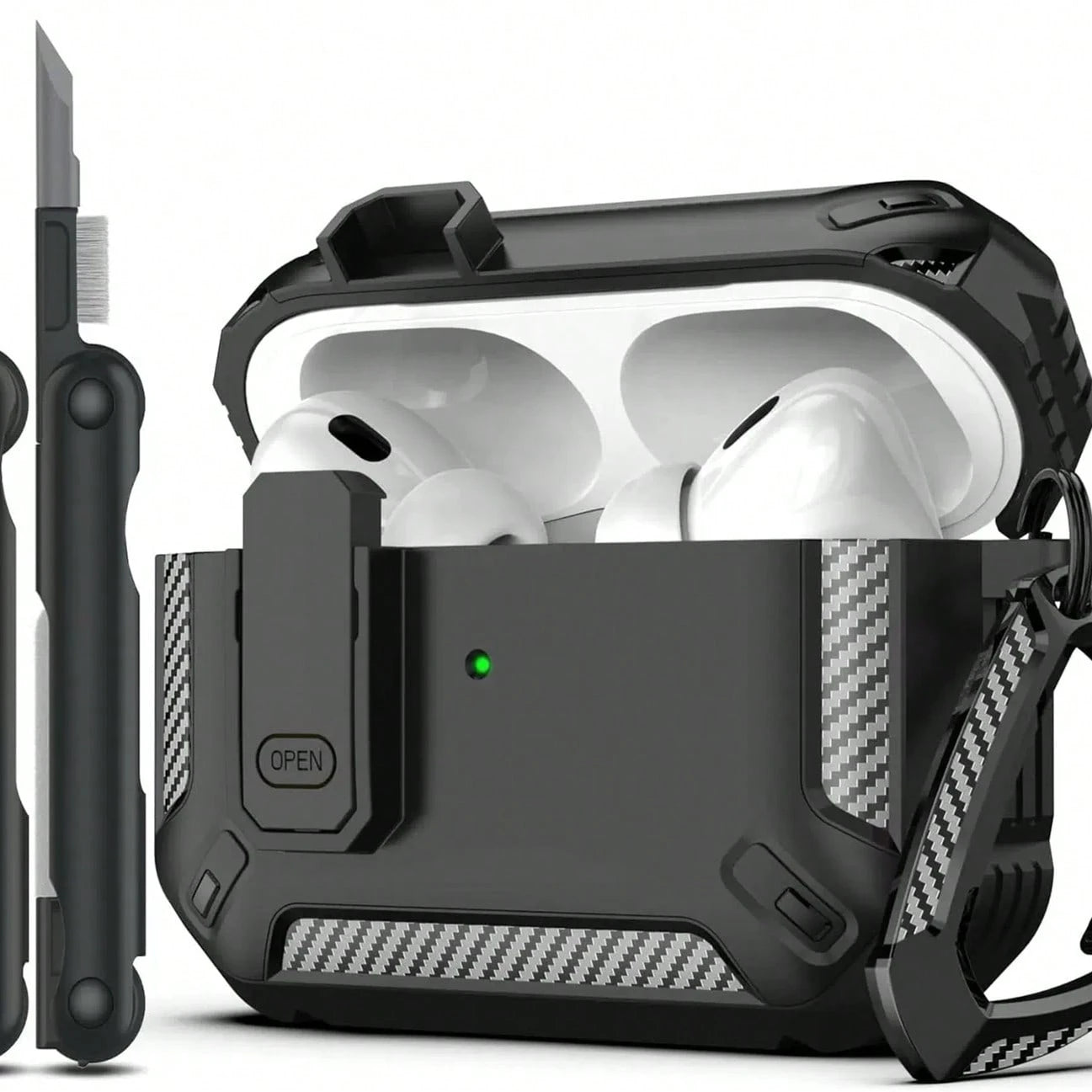 Black Shockproof Case Only Compatible With Original Apple Bluetooth Earphones, Anti-Scratch And Anti-Drop Protective Case, With Cleaning Brush Spring Gift