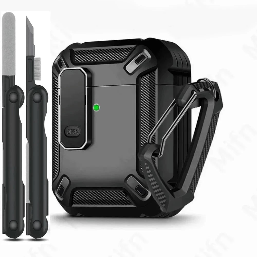 Black Shockproof Case Only Compatible With Original Apple Bluetooth Earphones, Anti-Scratch And Anti-Drop Protective Case, With Cleaning Brush Spring Gift