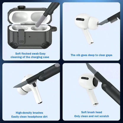 Black Shockproof Case Only Compatible With Original Apple Bluetooth Earphones, Anti-Scratch And Anti-Drop Protective Case, With Cleaning Brush Spring Gift