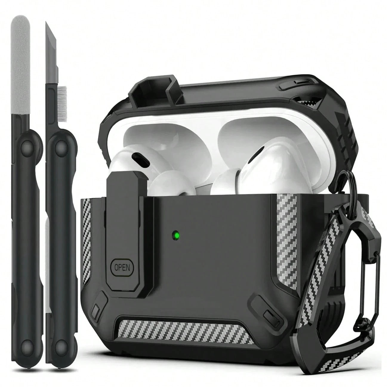Black Shockproof Case Only Compatible With Original Apple Bluetooth Earphones, Anti-Scratch And Anti-Drop Protective Case, With Cleaning Brush Spring Gift