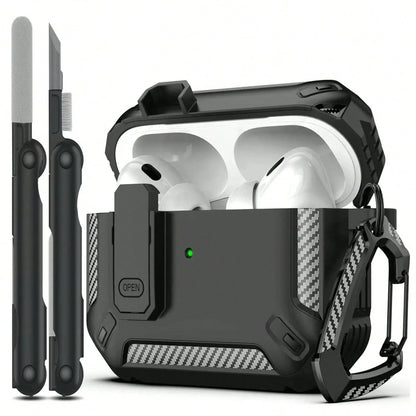 Black Shockproof Case Only Compatible With Original Apple Bluetooth Earphones, Anti-Scratch And Anti-Drop Protective Case, With Cleaning Brush Spring Gift