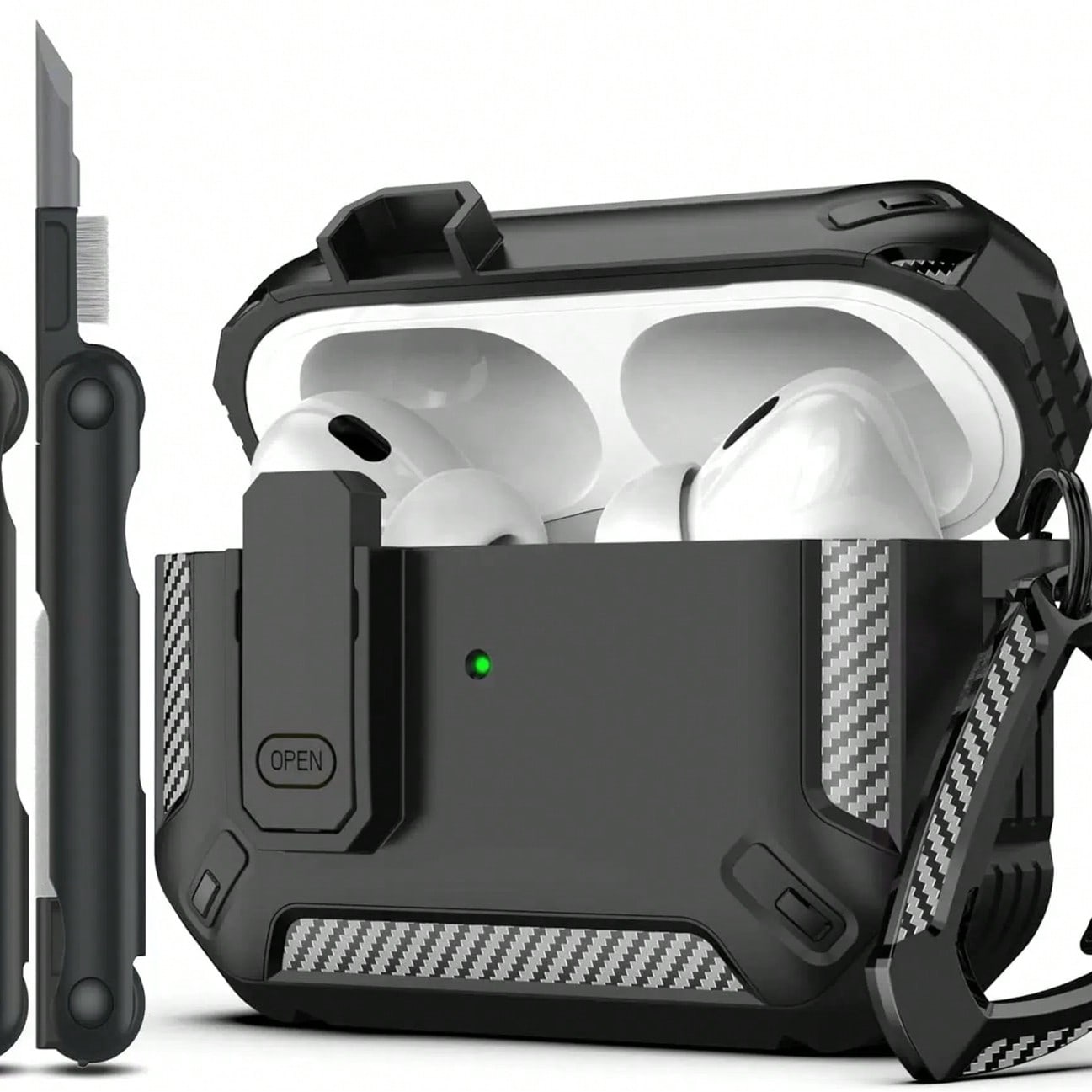 Black Shockproof Case Only Compatible With Original Apple Bluetooth Earphones, Anti-Scratch And Anti-Drop Protective Case, With Cleaning Brush Spring Gift