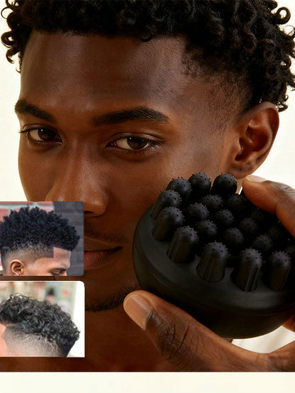 Black Twist Hair Sponge Brush For Men Natural Curls, Double Sided Hair Twist Sponge Tool For Afro Coil Dreadlock Hairstyle, Portable Magic Hair Twist Sponge For Daily Hair Grooming Hair Styling For Sh