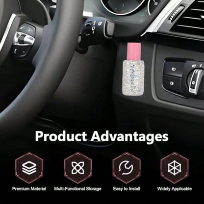 Bling Car Lip Balm Holder, Sparkly Rhinestone Upright Insulating Holder, Fun Car Interior Accessories For Women Girls, Universal For Most Vehicles