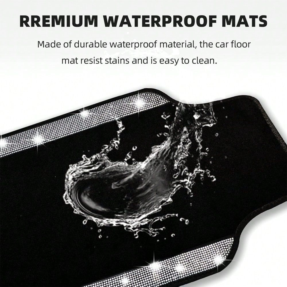 Bling Sparkle Artificial Diamond Car Floor Mats Full Set 4PCS, Anti-Slip Liner Universal Fit Most Vehicle SUV Truck Cute Car Carpets For Ladies(Note: This Product Is A Simulated Diamond Patch And Does