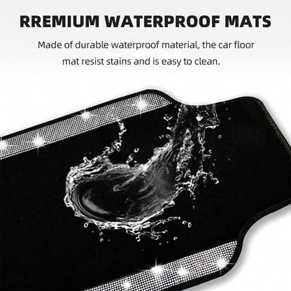 Bling Sparkle Artificial Diamond Car Floor Mats Full Set 4PCS, Anti-Slip Liner Universal Fit Most Vehicle SUV Truck Cute Car Carpets For Ladies(Note: This Product Is A Simulated Diamond Patch And Does
