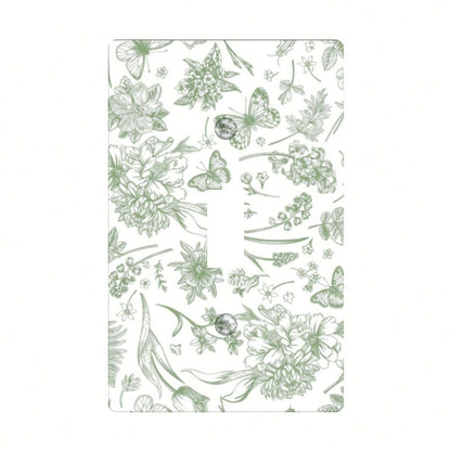 Bohemian Green Foliage Floral Switch Outlet Cover Easy Install No Wiring Compatible Single Double Switch Modern Farmhouse Housewarming Gift For Bedroo