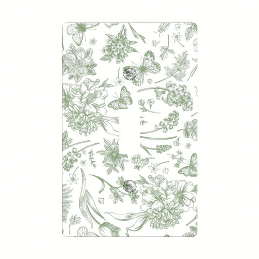Bohemian Green Foliage Floral Switch Outlet Cover Easy Install No Wiring Compatible Single Double Switch Modern Farmhouse Housewarming Gift For Bedroo