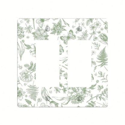 Bohemian Green Foliage Floral Switch Outlet Cover Easy Install No Wiring Compatible Single Double Switch Modern Farmhouse Housewarming Gift For Bedroo