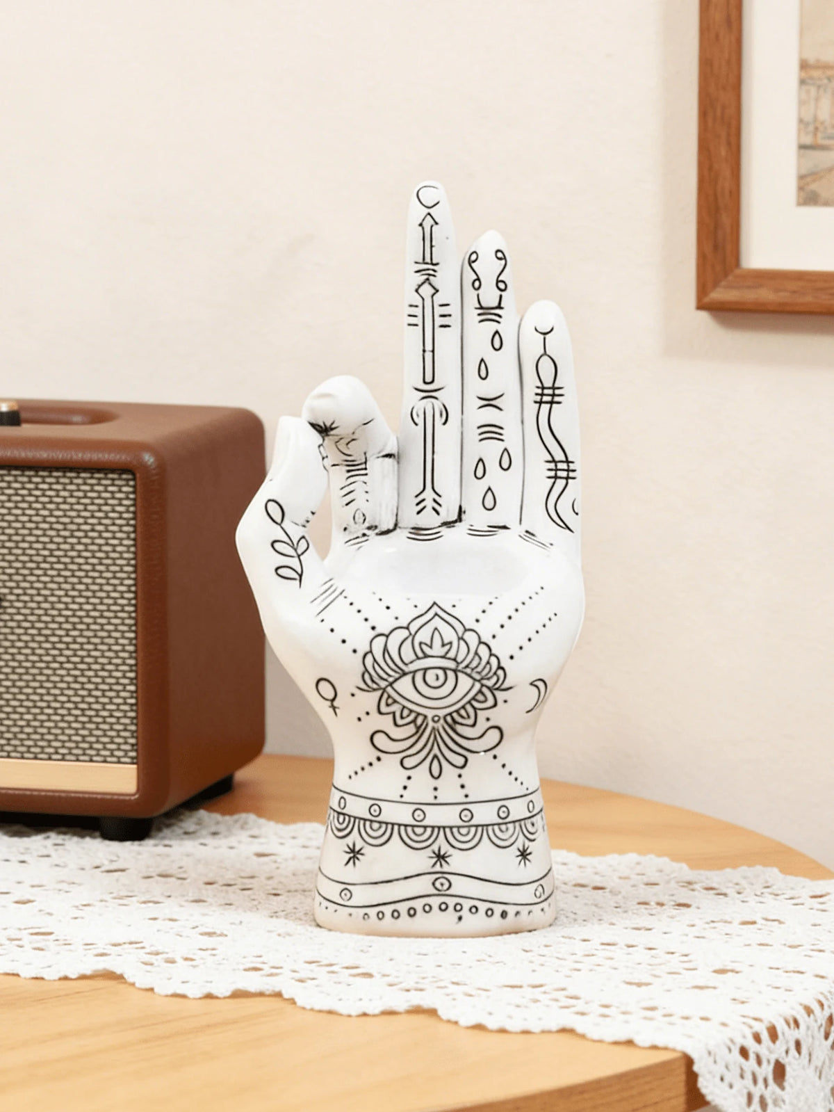 Bohemian Style Handmade Incense Burner (Black & White)- Exquisite Pattern Design, Ideal For Meditation Corner, Living Room Bookshelf And Bedroom Desk. Can Hold Incense Sticks, Adding A Mysterious And
