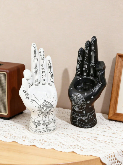 Bohemian Style Handmade Incense Burner (Black & White)- Exquisite Pattern Design, Ideal For Meditation Corner, Living Room Bookshelf And Bedroom Desk. Can Hold Incense Sticks, Adding A Mysterious And