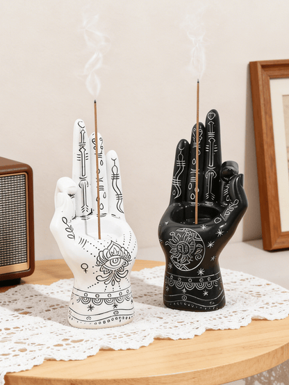 Bohemian Style Handmade Incense Burner (Black & White)- Exquisite Pattern Design, Ideal For Meditation Corner, Living Room Bookshelf And Bedroom Desk. Can Hold Incense Sticks, Adding A Mysterious And