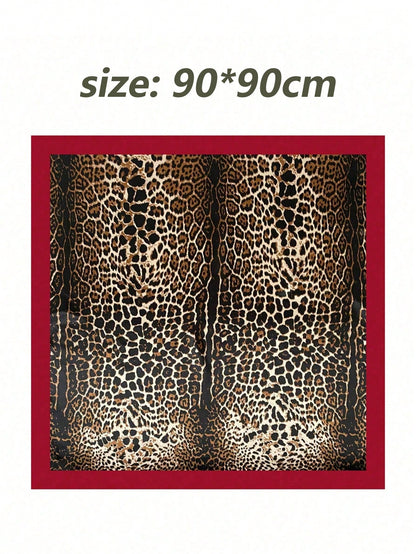 Bohemian Style Women's Leopard Print Scarf, Casual, For Nighttime Wrap, Sleeping And Daily Wear, Headpiece Or Dress Accessory