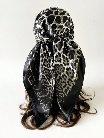 Bohemian Style Women's Leopard Print Scarf, Casual, For Nighttime Wrap, Sleeping And Daily Wear, Headpiece Or Dress Accessory