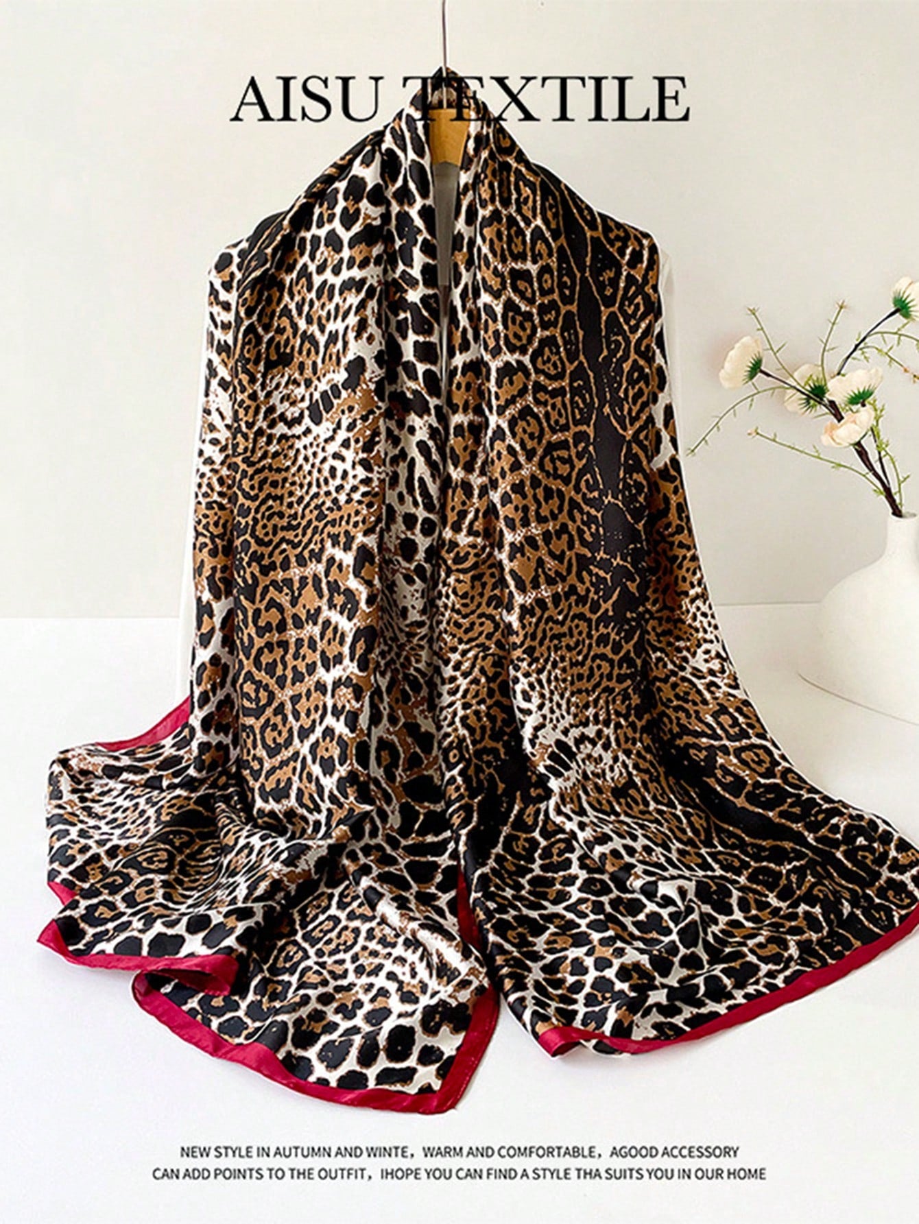 Bohemian Style Women's Leopard Print Scarf, Casual, For Nighttime Wrap, Sleeping And Daily Wear, Headpiece Or Dress Accessory