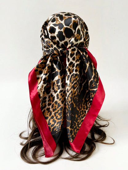 Bohemian Style Women's Leopard Print Scarf, Casual, For Nighttime Wrap, Sleeping And Daily Wear, Headpiece Or Dress Accessory