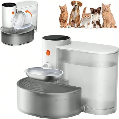 Booteely 1pc Smart Pet Water Fountain With Stainless Steel Water Bowl, Automatic Small Dog Water Fountain, Wireless Cat Water Fountain With Self-Filling Water Bowl, Cat Water Dispenser No Filter, Rech