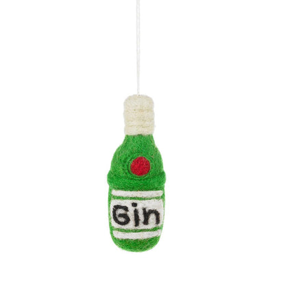 Bottle of Gin - Fair Trade and Handmade Felt Decoration