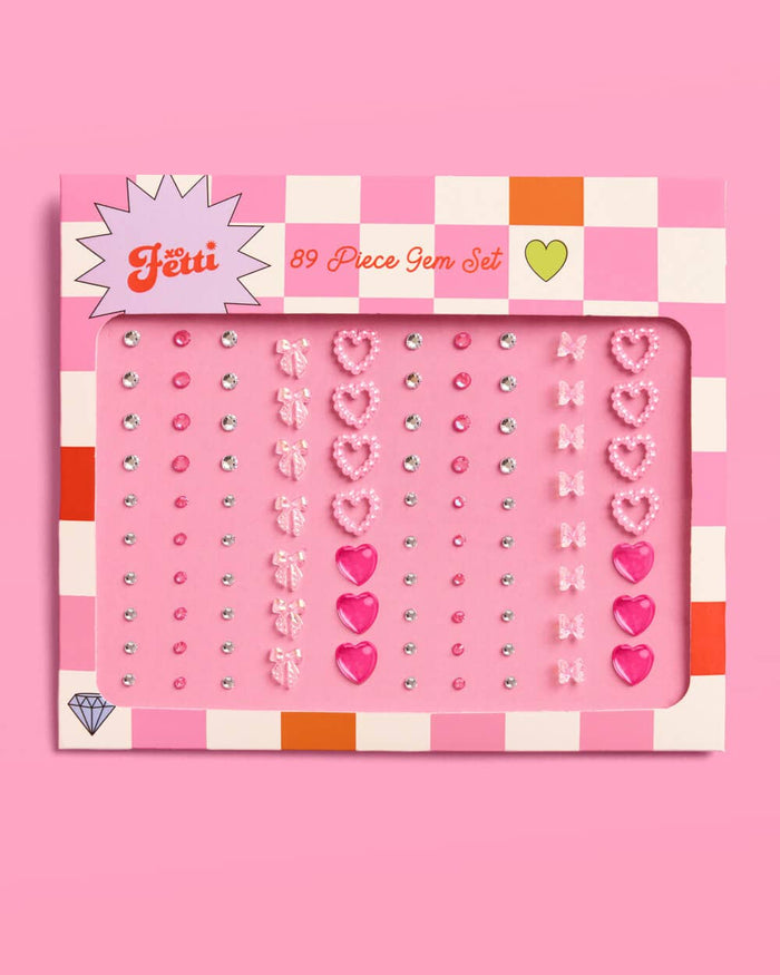 Bow And Heart Face Gems | Pink Pearls, Crystal Stickers
