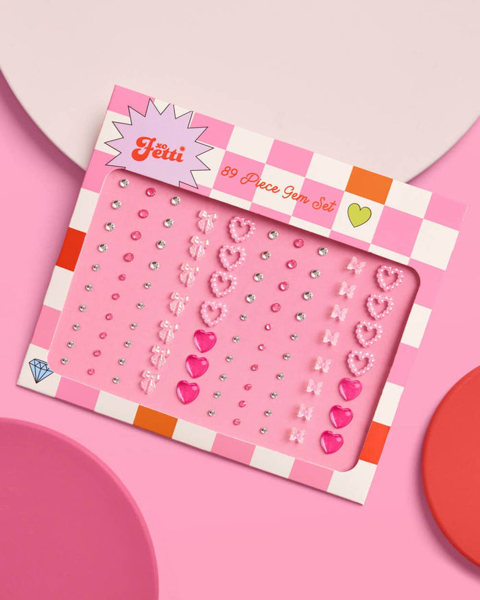 Bow And Heart Face Gems | Pink Pearls, Crystal Stickers