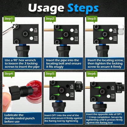Brake Pipe Expansion Kit, 3/16 Inch And 1/4 Inch SAE Dual Torch Tools, Used For Brake Pipelines, Can Make Single And Double And Bubble Torches, Used For Vehicle Braking And Hydraulic Pipelines
