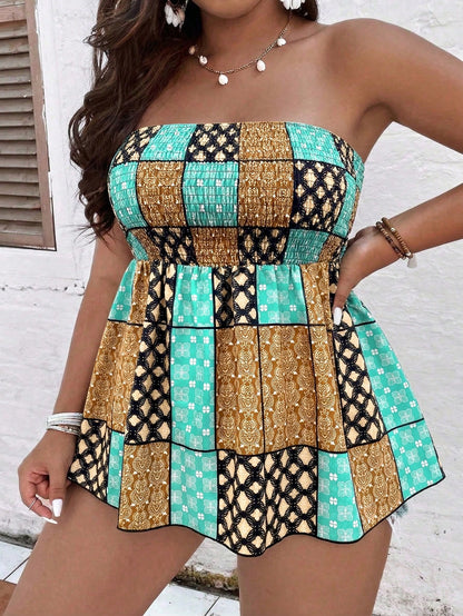 Breezaya Plus Size Women Vacation Floral Print Top
