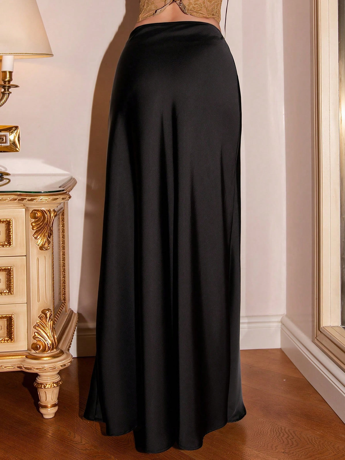 Bris Aura Women's Solid Color Mermaid Style Skirt, Satin Skirt, Elegant Long Skirt, Suitable For Parties And Everyday Wear, Tall Women