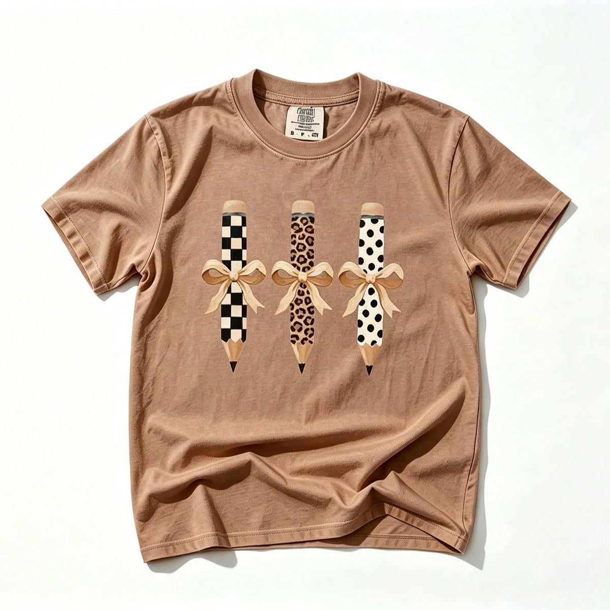 Brushstroke Pencil Bow T-Shirt, Teacher Graphic Tee, Preppy Coquette Teacher Shirt, Educator Gift, Elementary Teacher, Going Out Tops