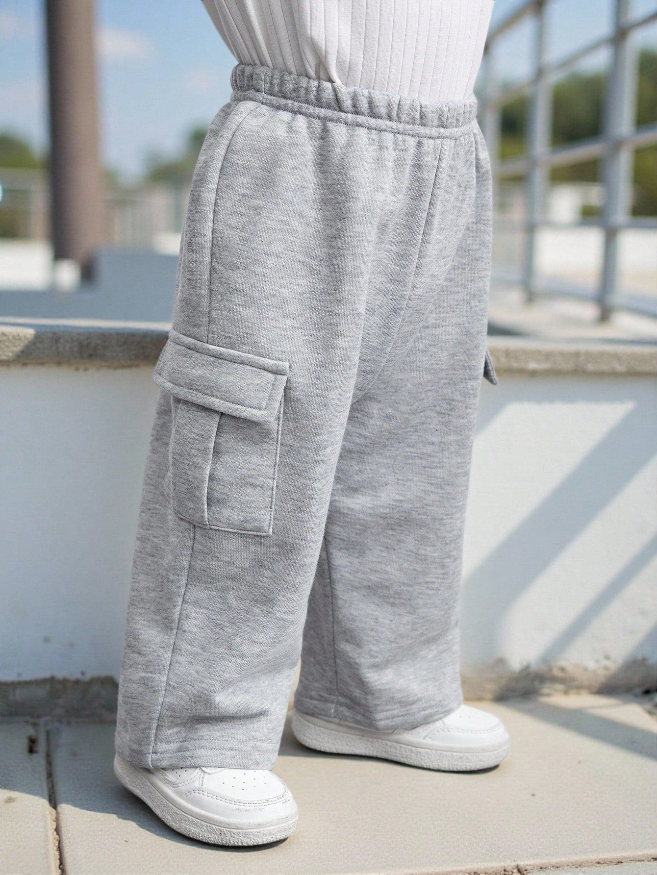 Bubblio Baby Boy/Girl Casual Korean-Style Knitted Sweatpants With Pockets, Loose Fit