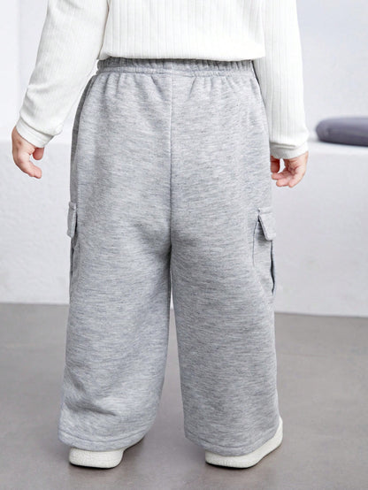 Bubblio Baby Boy/Girl Casual Korean-Style Knitted Sweatpants With Pockets, Loose Fit