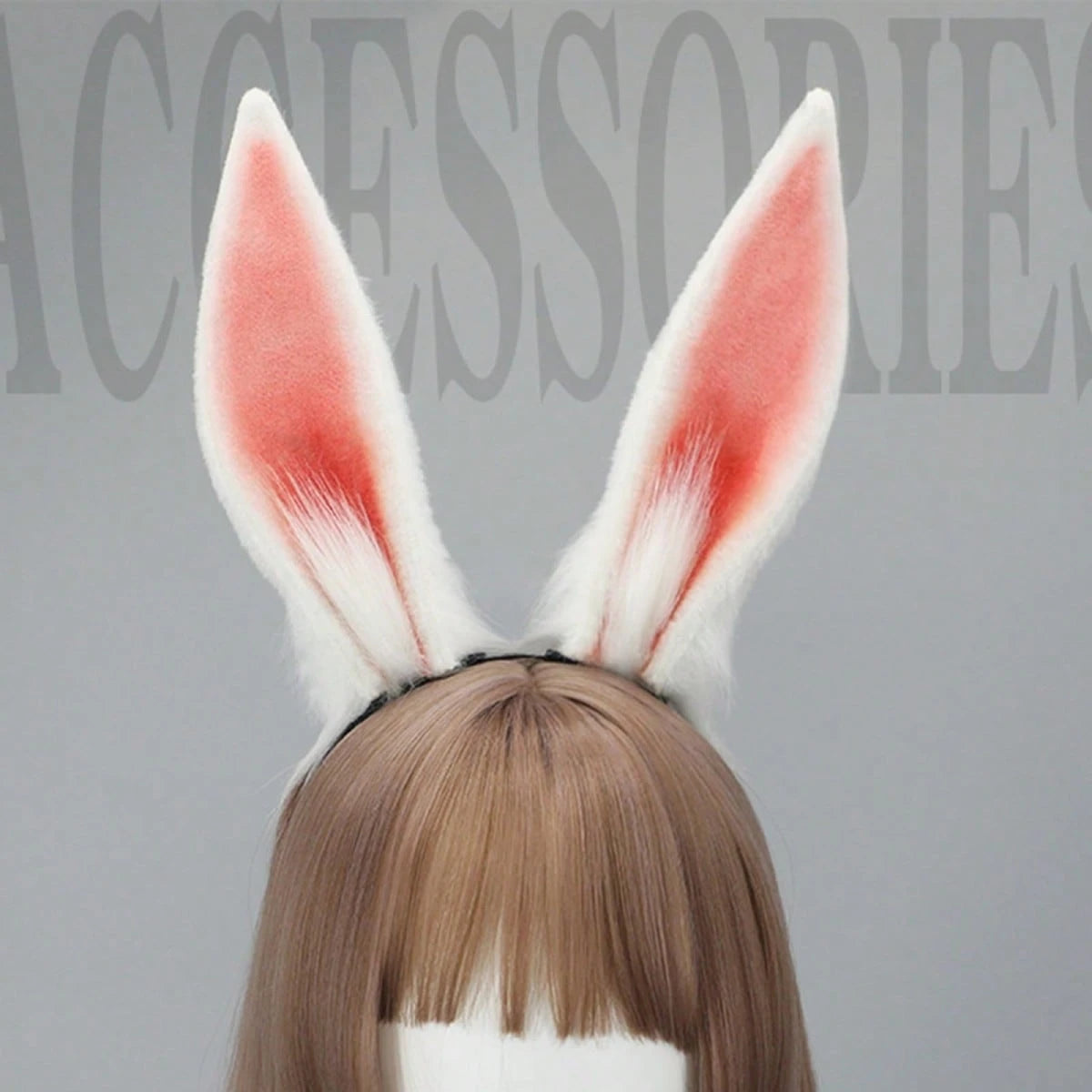 Bunny Ears Headband For Adults Plush Halloween Headpiece Creative Hair Accessories For Cosplay Party Costume