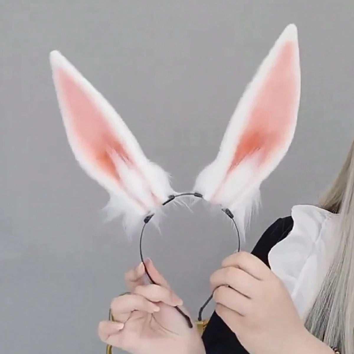 Bunny Ears Headband For Adults Plush Halloween Headpiece Creative Hair Accessories For Cosplay Party Costume