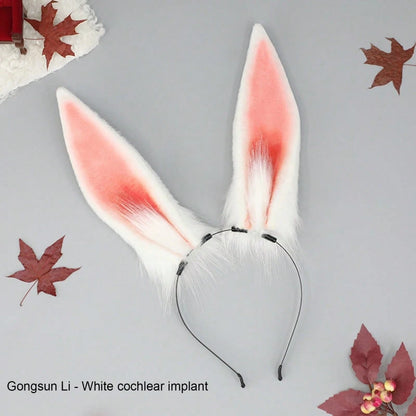 Bunny Ears Headband For Adults Plush Halloween Headpiece Creative Hair Accessories For Cosplay Party Costume