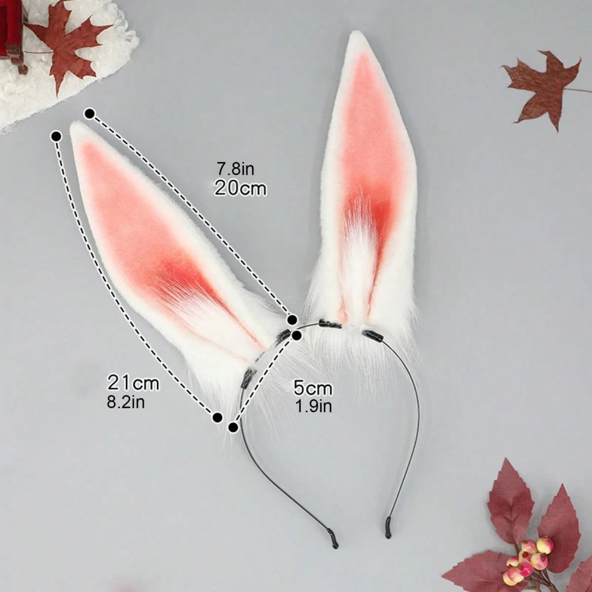 Bunny Ears Headband For Adults Plush Halloween Headpiece Creative Hair Accessories For Cosplay Party Costume